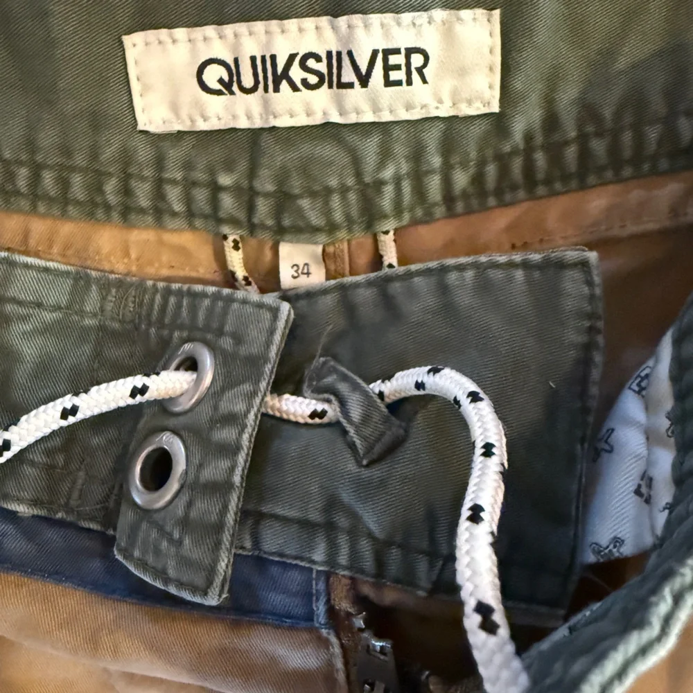 VTG Quiksilver Tan and Green Board Surf Shorts